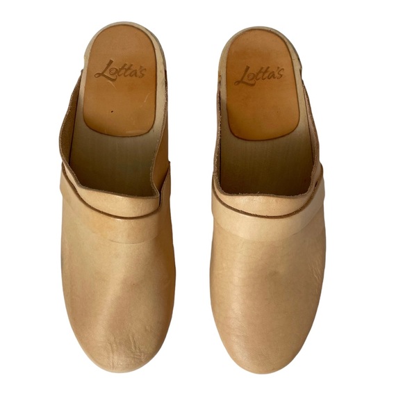Lotta From Stockholm Tan Clogs Size 10.5 Heel Wooden - Picture 7 of 12